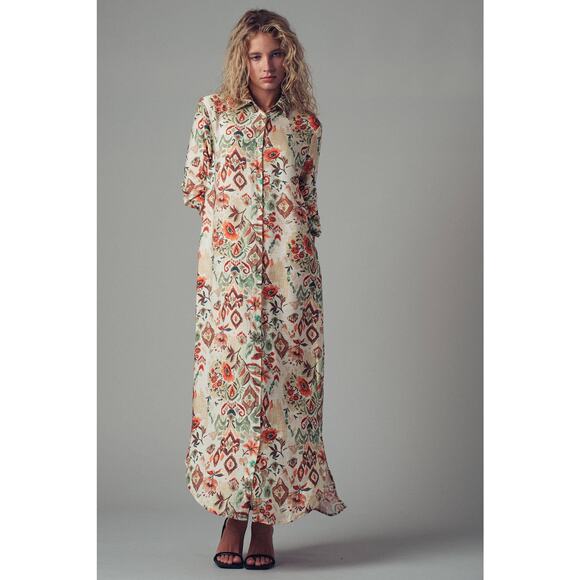 Urban Daizy - Boho Floral Button-Down Midi Dress - Picture 8 of 11